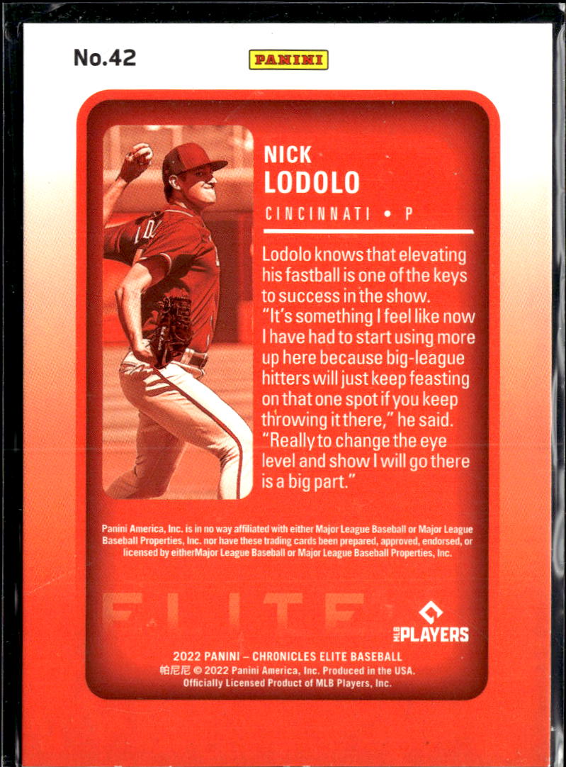 Nick Lodolo 2022 Chronicles Elite Rookie RC /99 Cincinnati Reds