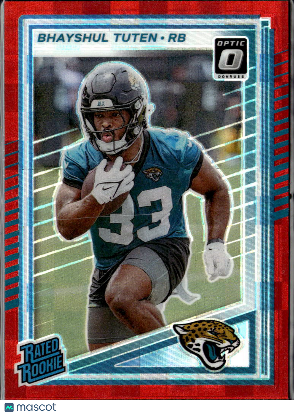 Bhayshul Tuten 2025 Optic Rated Rookie RC Red Pandora Jacksonville Jaguars