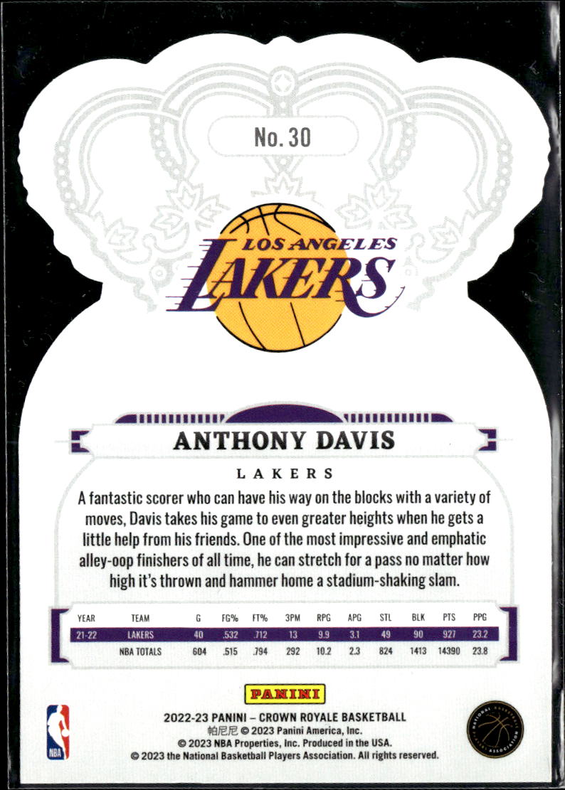 Anthony Davis 2023 Panini Crown Royale Crystal Los Angeles Lakers