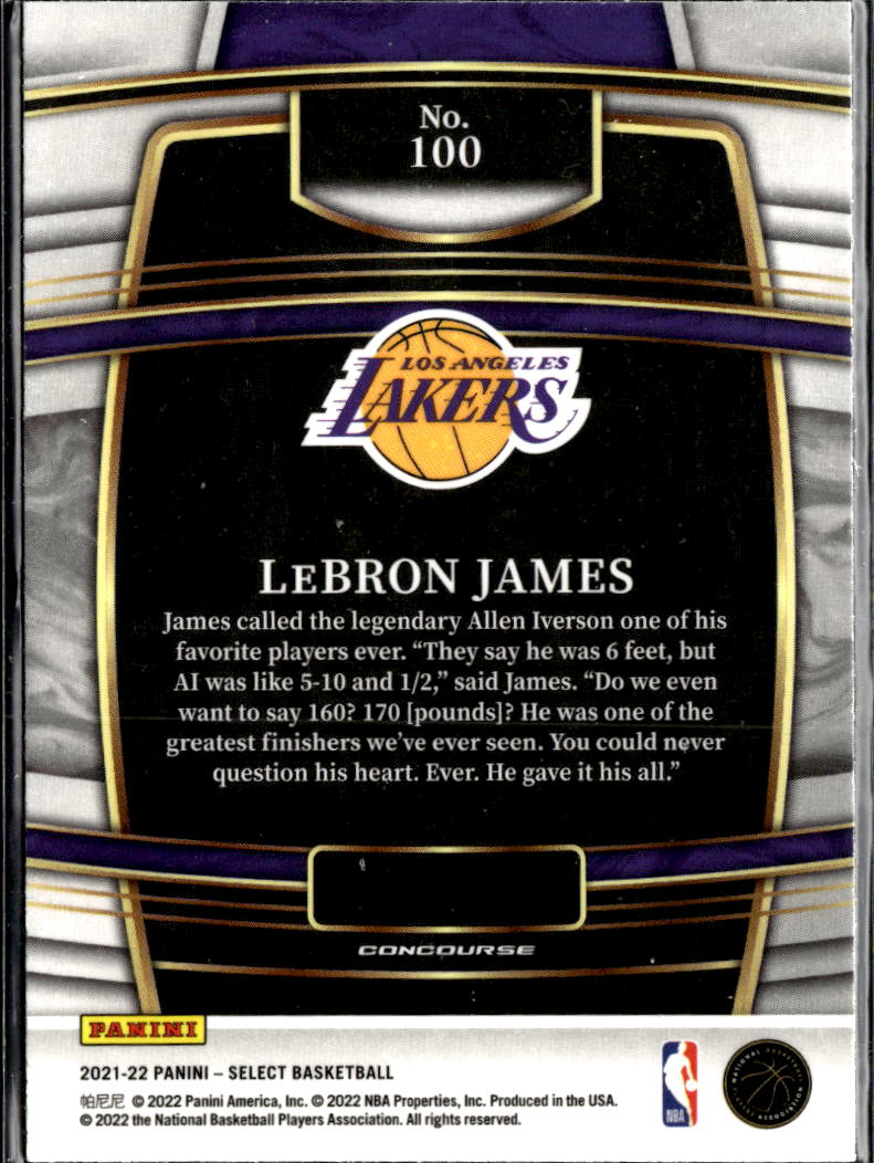 LeBron James 2021-22 Panini Select Los Angeles Lakers