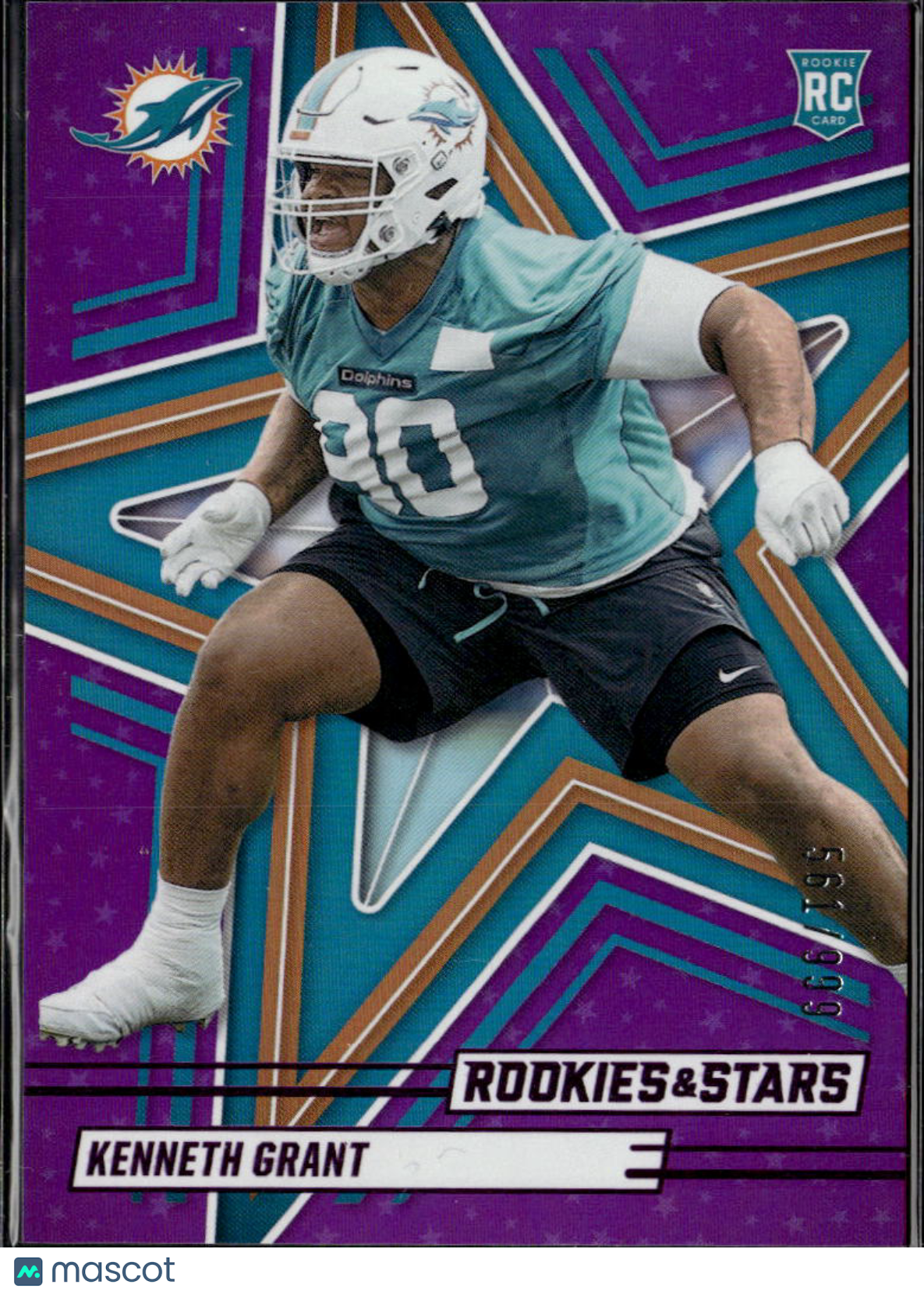 Kenneth Grant 2025 Rookies & Stars RC Purple /999 Miami Dolphins