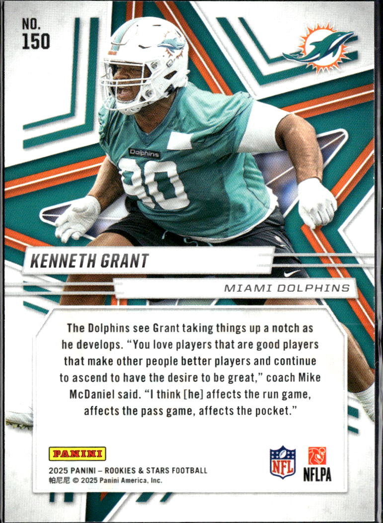 Kenneth Grant 2025 Rookies & Stars RC Purple /999 Miami Dolphins