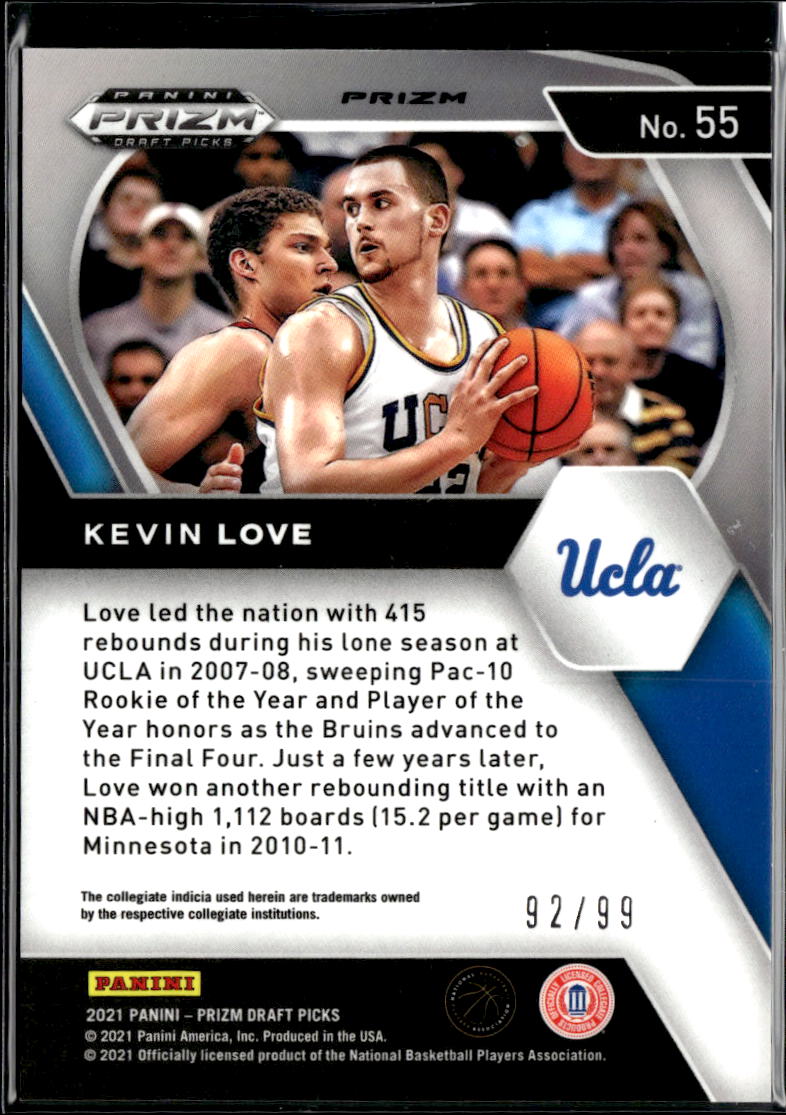 Kevin Love 2021 Panini Prizm Draft Picks Blue Ice 92/99 UCLA Bruins