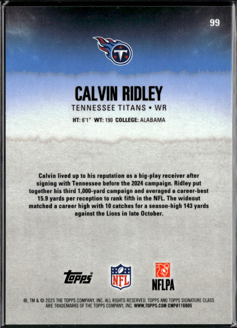 Calvin Ridley 2025 Topps Signature Class Aqua /225 Tennessee Titans