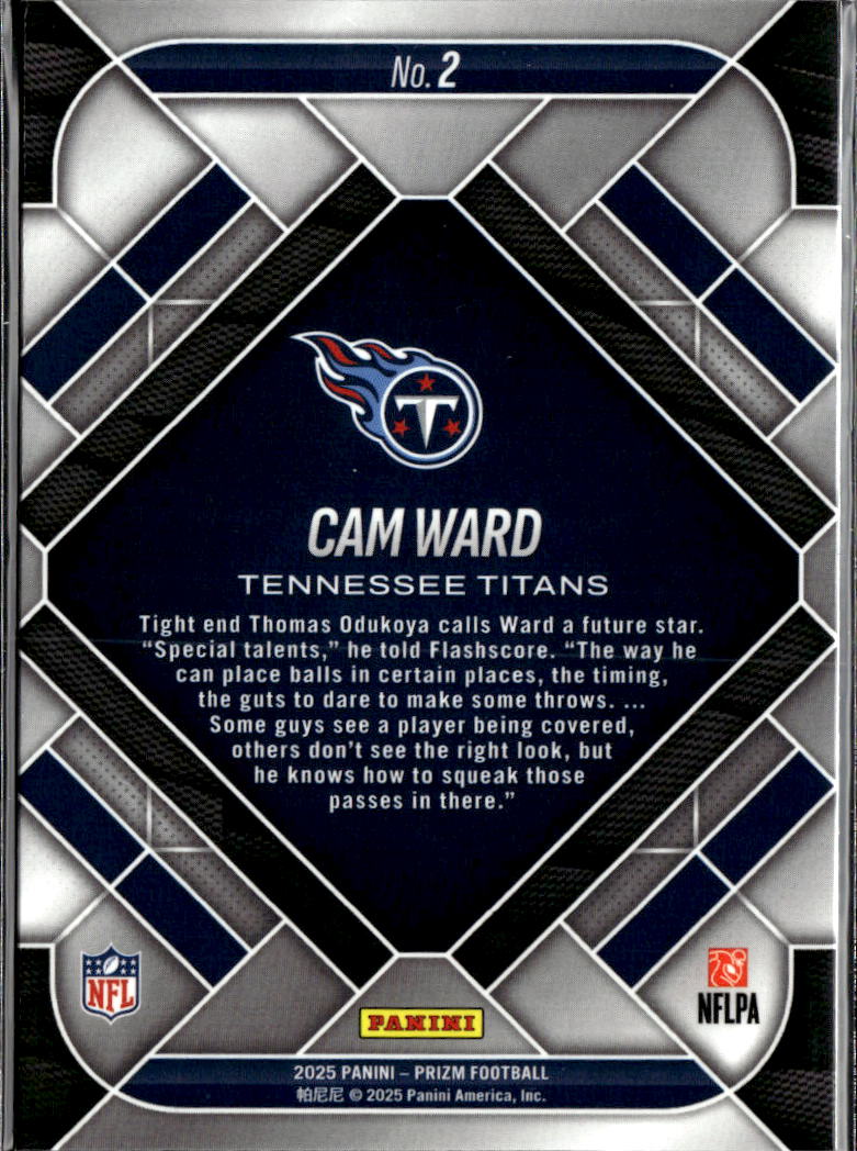 Cam Ward 2025 Panini Prizm Emergent Rookie RC Tennessee Titans