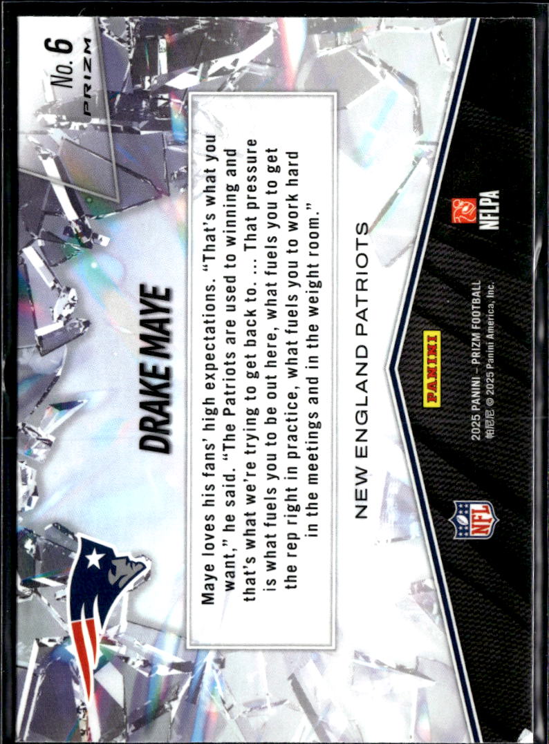 Drake Maye 2025 Panini Prizm Prizm Break Green Prizm New England Patriots