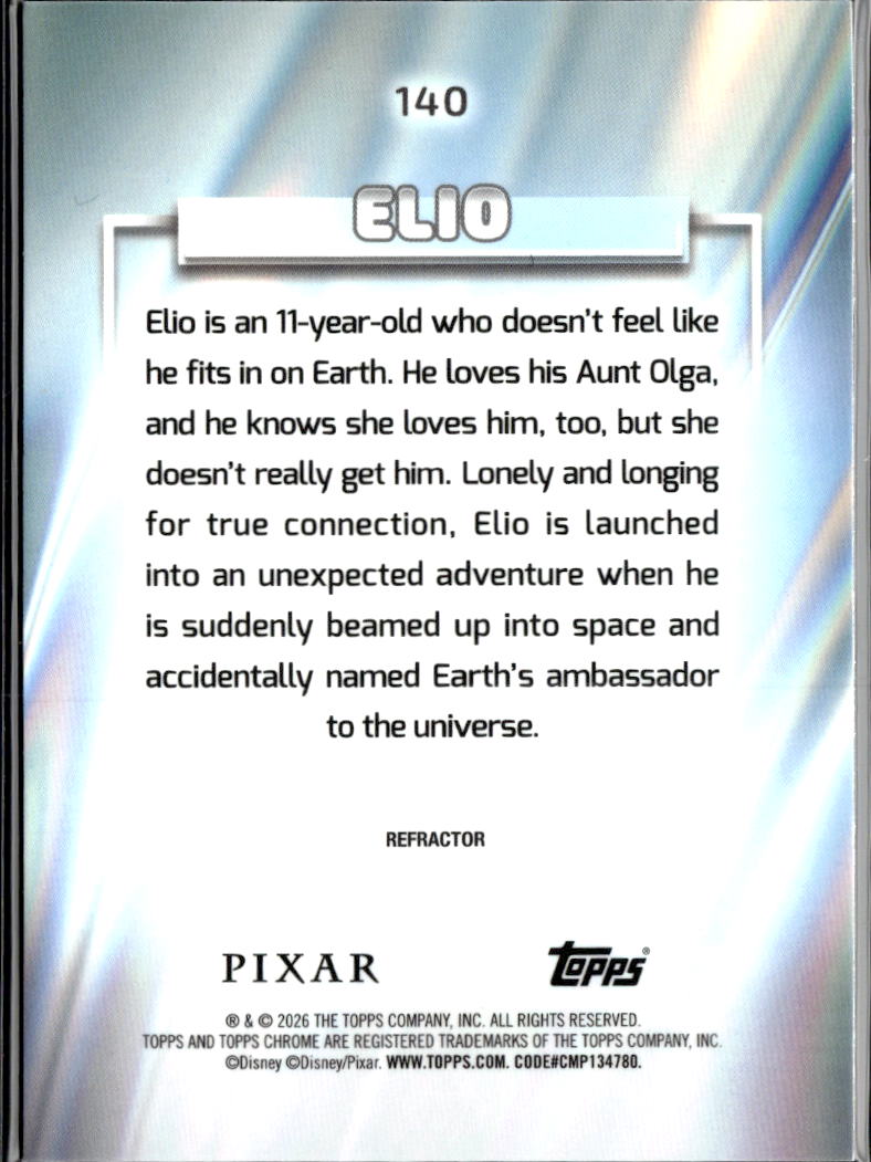 Elio 2026 Topps Chrome Disney Pixar Refractor #140