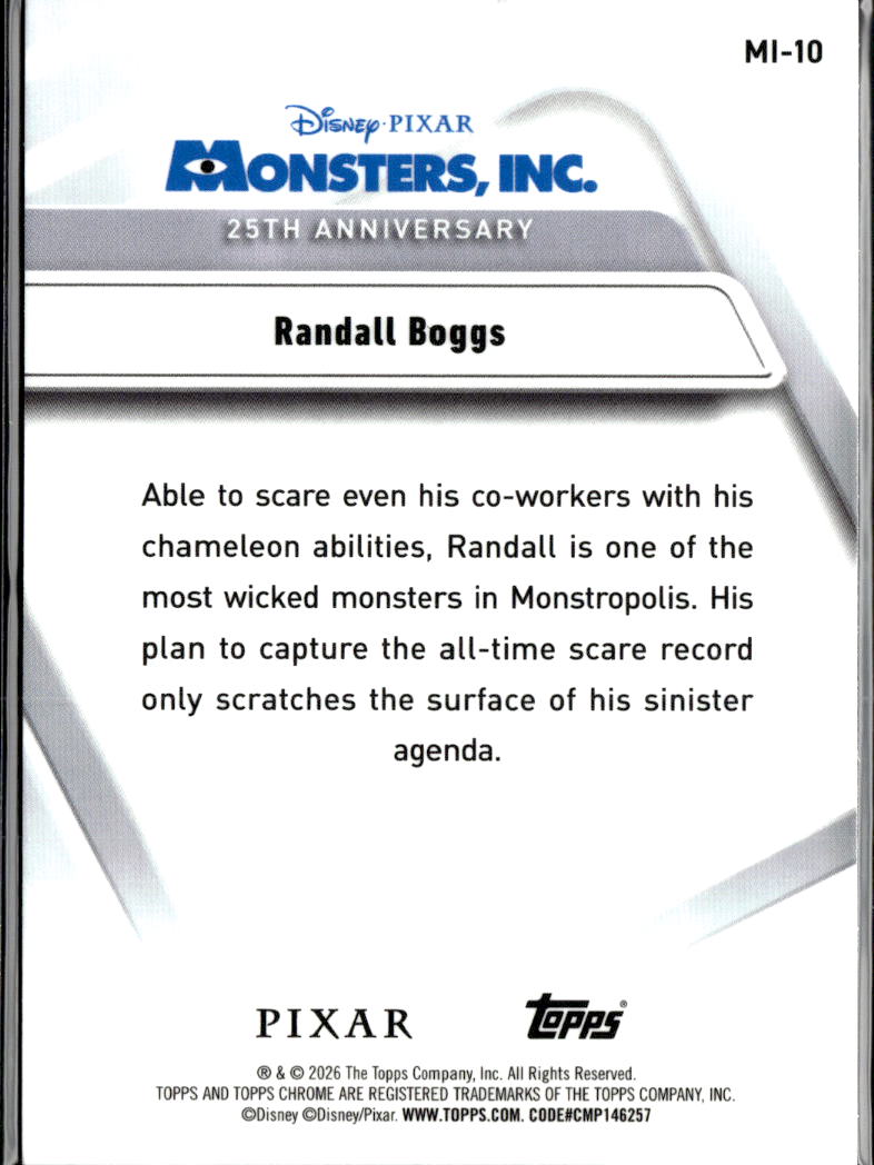 Randall Boggs 2026 Topps Chrome Disney 100 Monsters Inc. 25th Anniversary