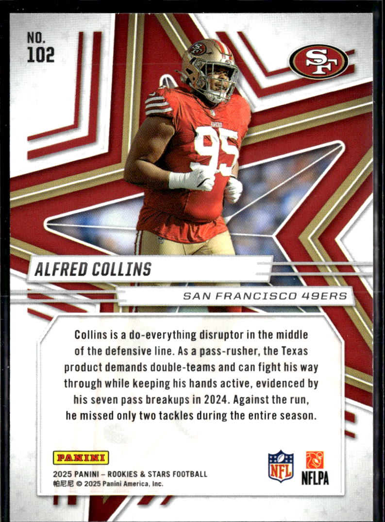 Alfred Collins 2025 Rookies & Stars RC Purple /999 San Francisco 49ers