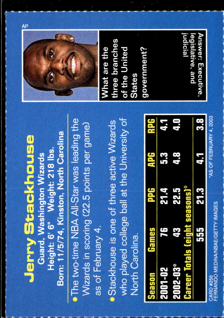 Jerry Stackhouse 2002 Sports Illustrated for Kids Washington Wizards