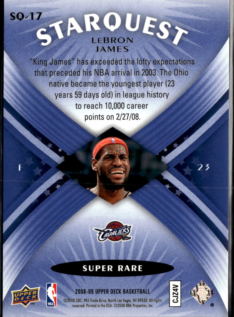 LeBron James 2008 Upper Deck Starquest Super Rare Blue Cleveland Cavaliers