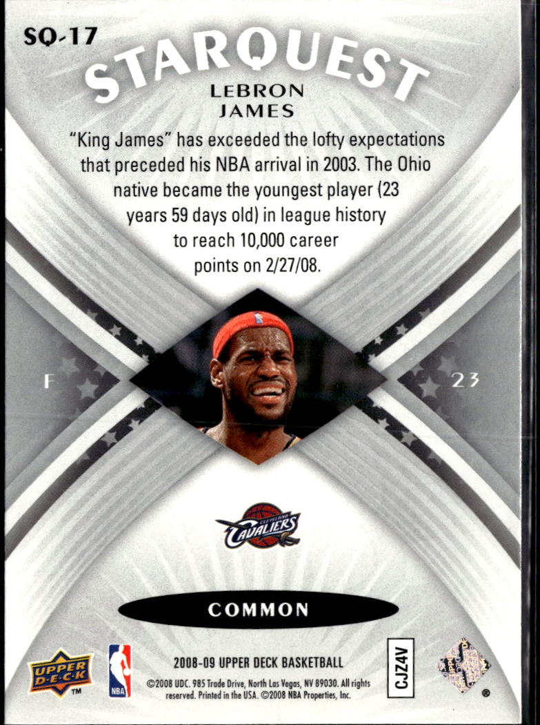 LeBron James 2008 Upper Deck Starquest Common Cleveland Cavaliers