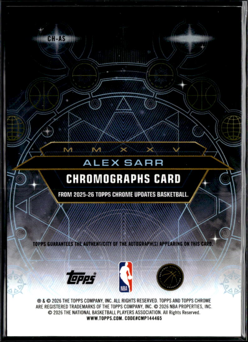 Alex Sarr 2026 Topps Chrome Update Auto Autograph Washington Wizards