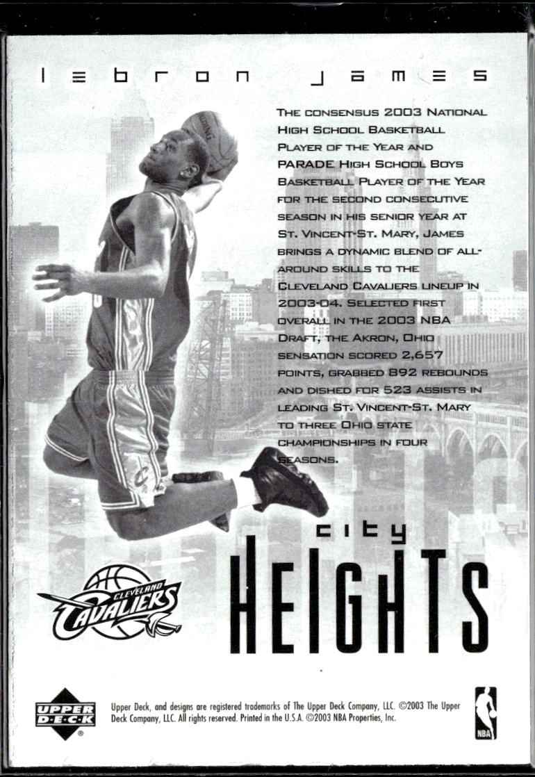 LeBron James 2003-04 Upper Deck City Heights Rookie RC Cleveland Cavaliers