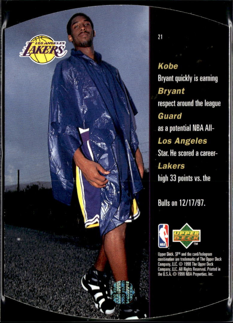 Kobe Bryant 1998 Upper Deck SPx #21 Los Angeles Lakers