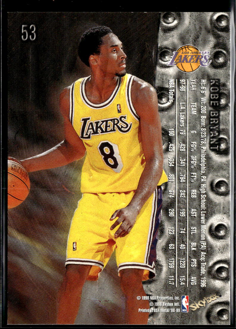 Kobe Bryant 1998-99 SkyBox Metal Universe #53 Los Angeles Lakers
