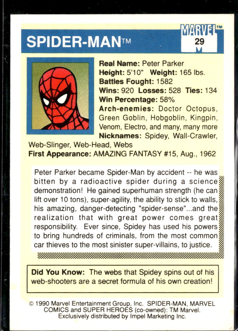 Spider-Man 1990 Impel Marvel Universe #29