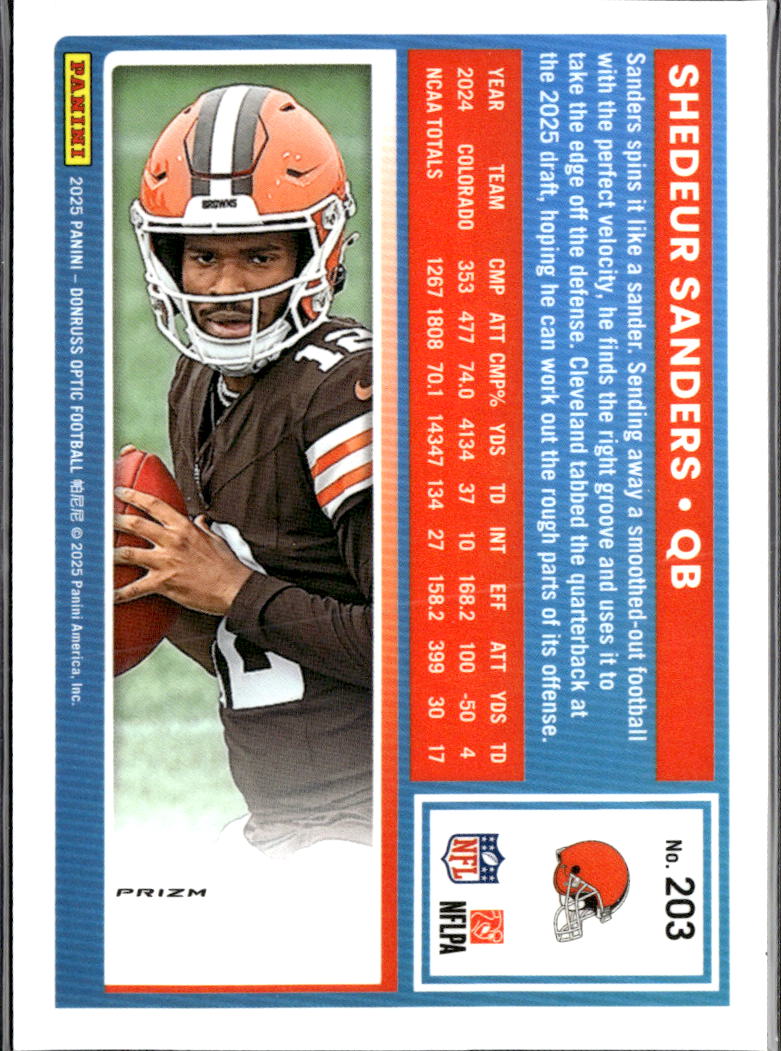 Shedeur Sanders 2025 Optic Rated Rookie HOLO RC Cleveland Browns