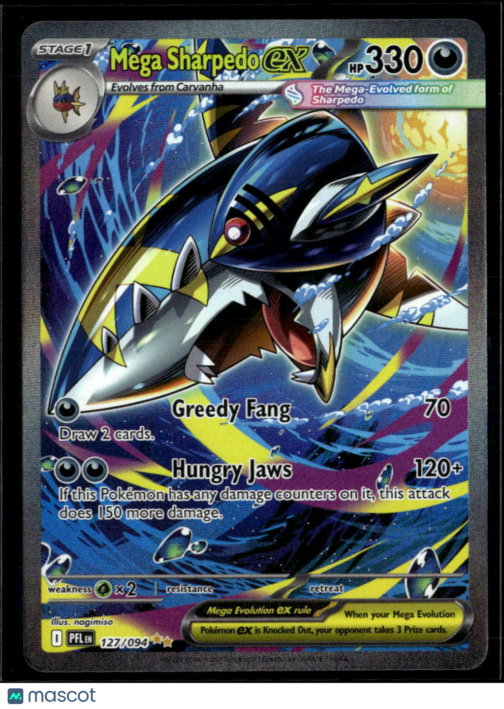 Mega Sharpedo EX 2025 Phantasmal Flames Holo Secret Rare SAR #127/94