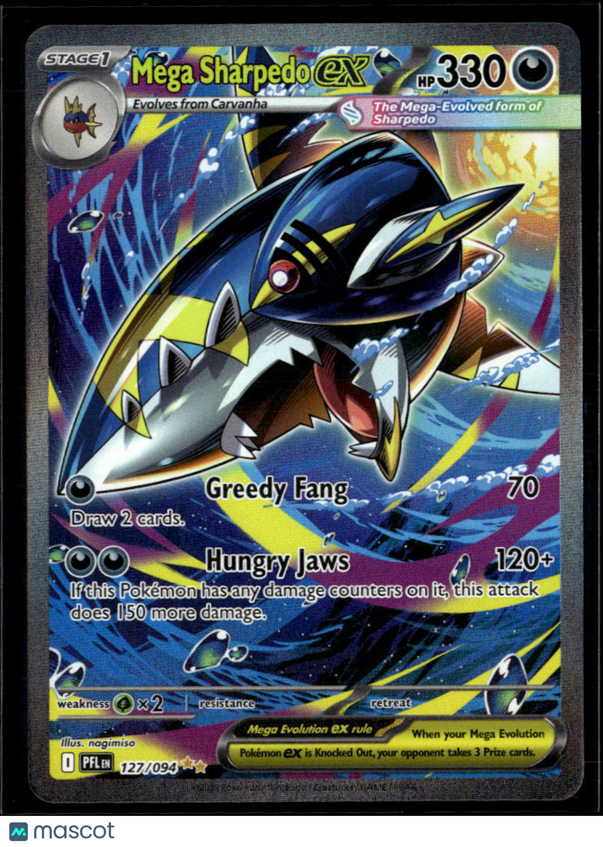 Mega Sharpedo EX 2025 Phantasmal Flames Holo Secret Rare SAR #127/94
