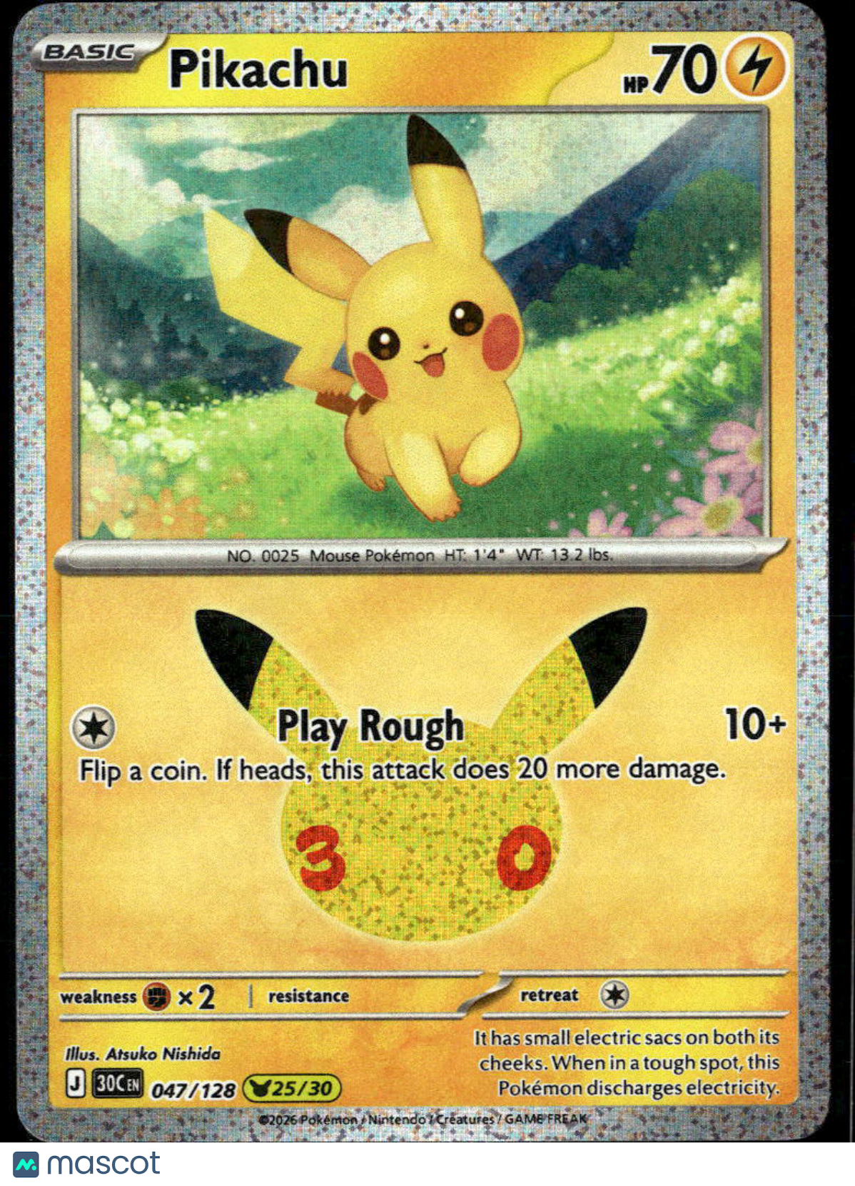 Pikachu 2026 30th Celebration Holo #47/128