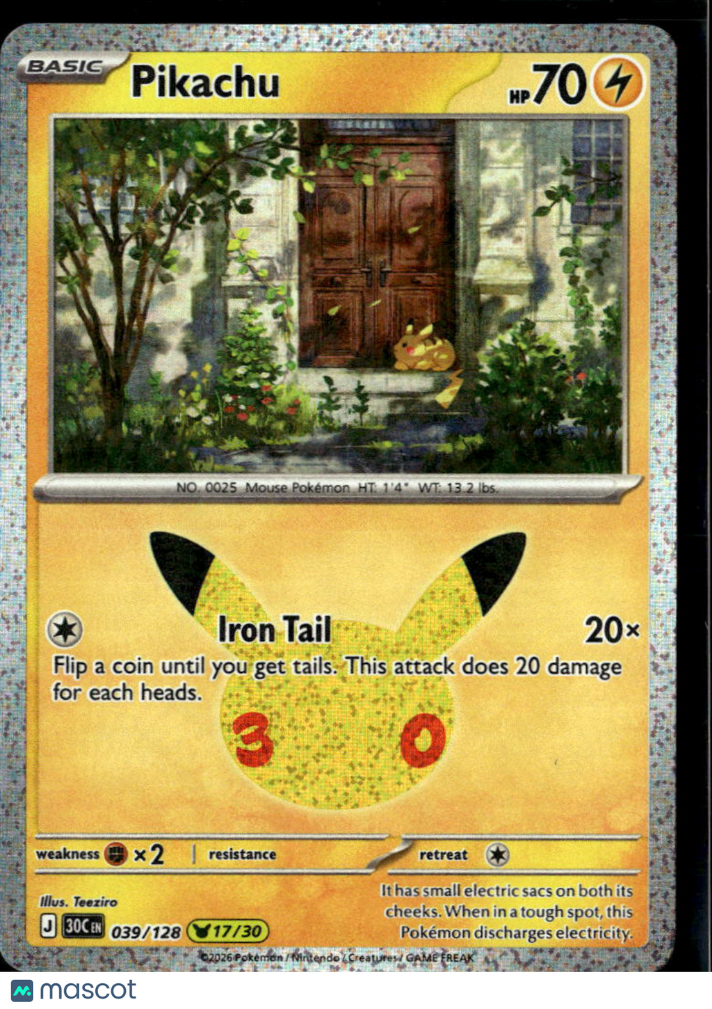 Pikachu 2026 30th Celebration Holo #39/128