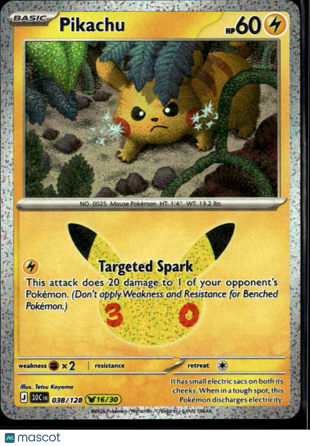 Pikachu 2026 30th Celebration Holo #38/128