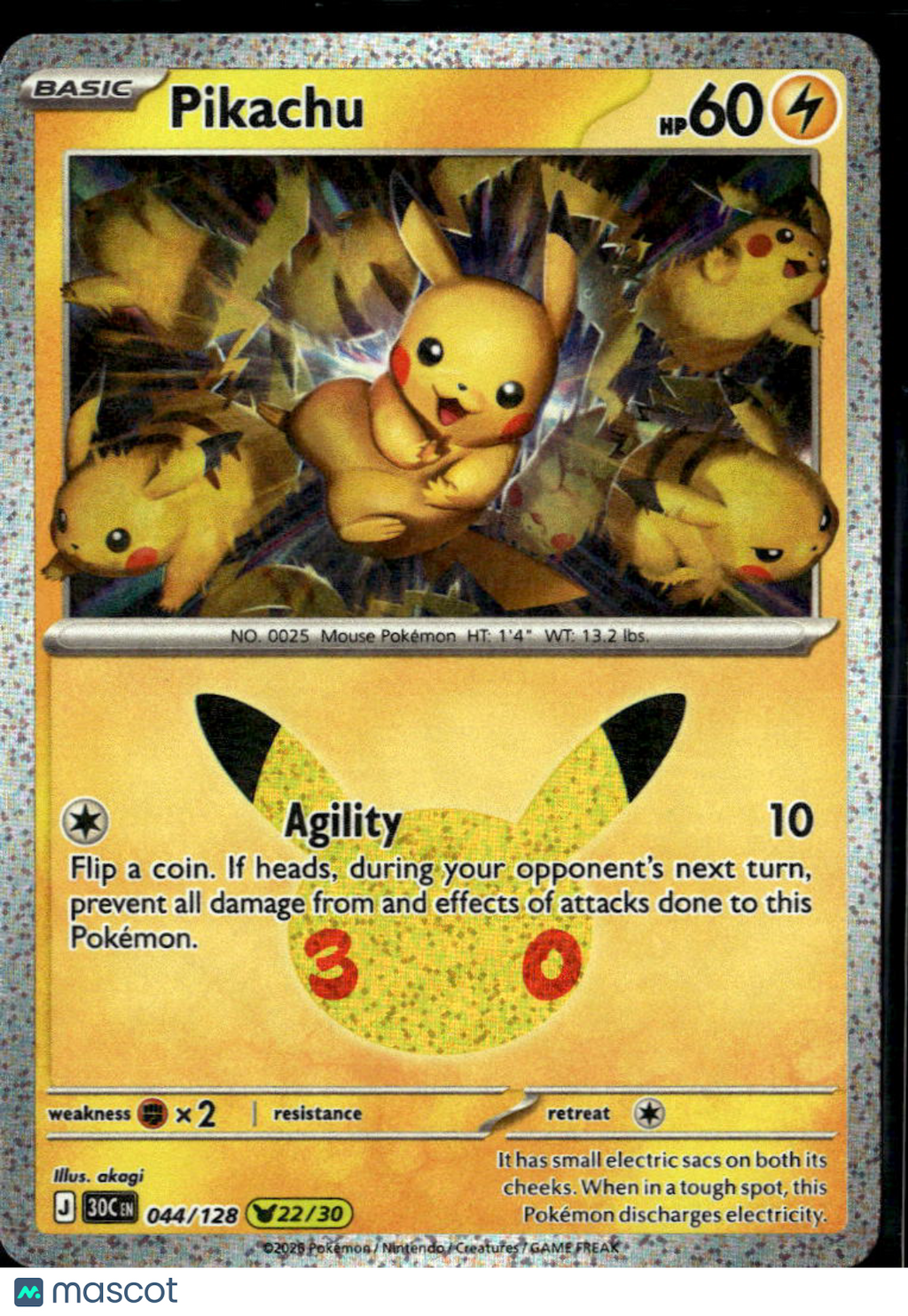 Pikachu 2026 30th Celebration Holo #44/128