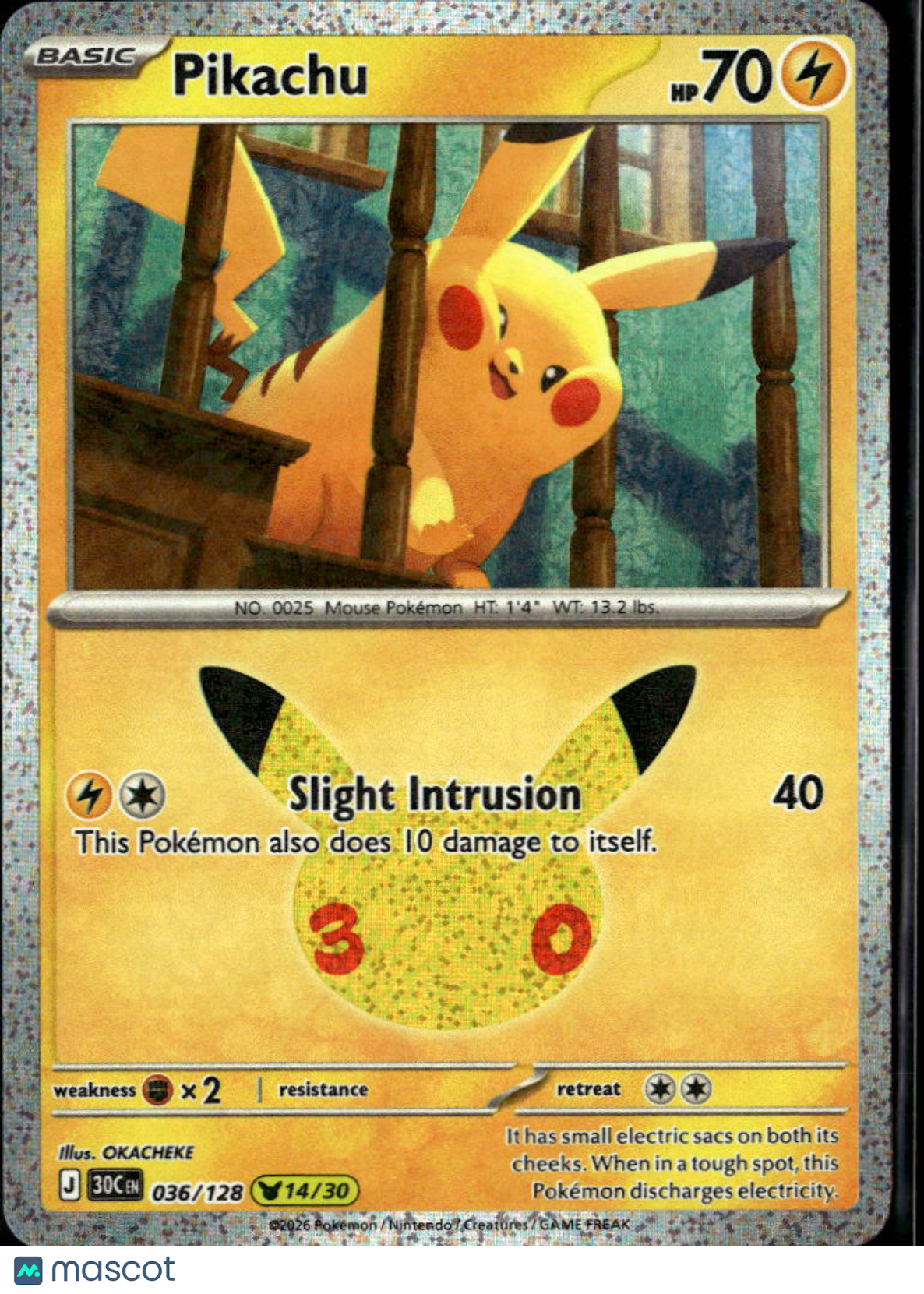 Pikachu 2026 30th Celebration Holo #36/128