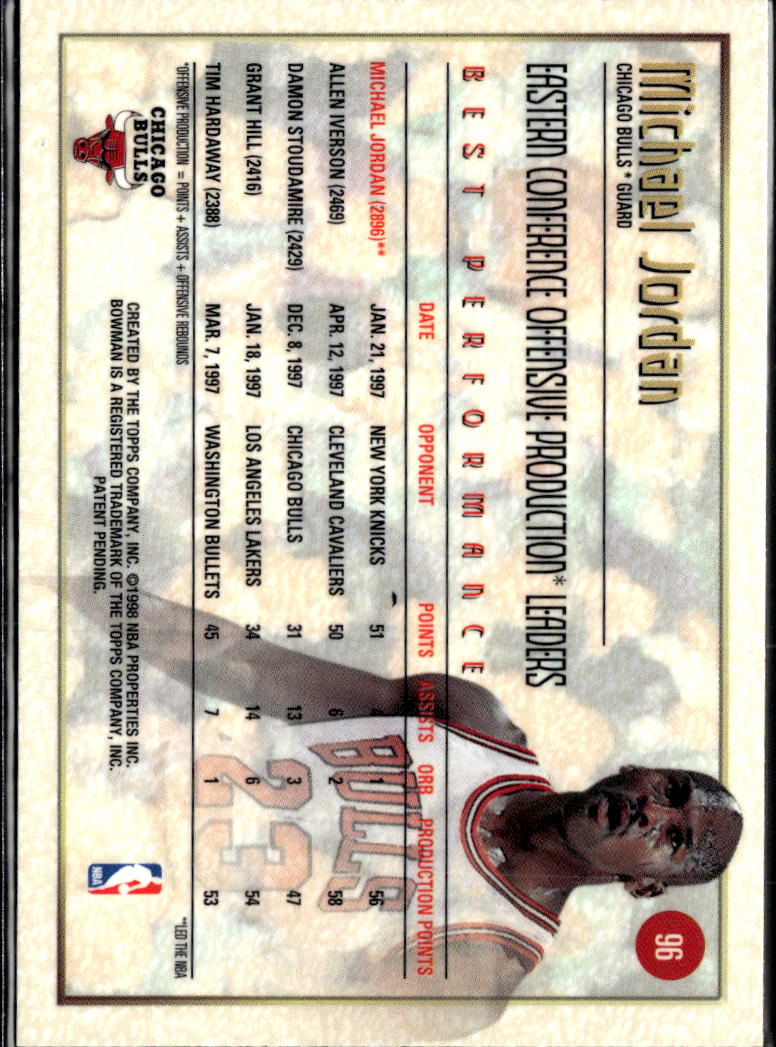 Michael Jordan 1997-98 Bowman's Best Best Performance #96 Chicago Bulls