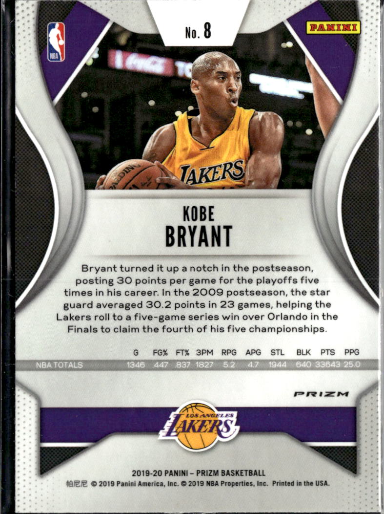 Kobe Bryant 2019-20 Panini Prizm Pink Ice #8 Los Angeles Lakers