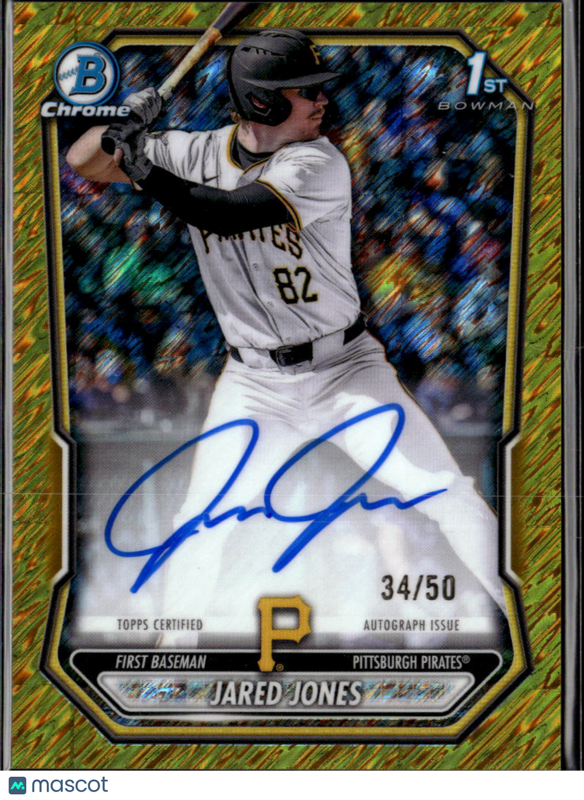 Jared Jones 2026 Bowman Chrome 1st Auto Autograph GOLD 34/50 Pittsburgh Pirates