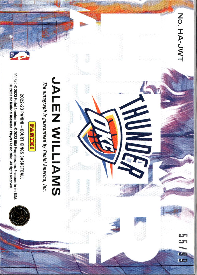 Jalen Williams 2022-23 Court Kings Auto Autograph RC 55/99 Oklahoma City Thunder