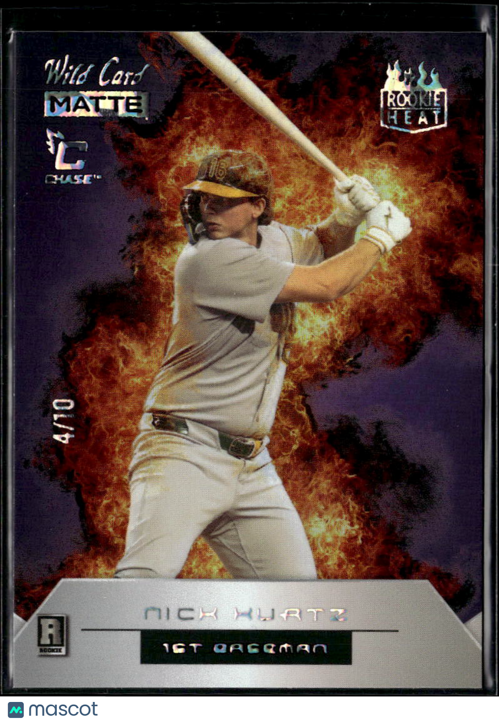 Nick Kurtz 2025 Wild Card Matte Chase Rookie Heat RC Oakland Athletics 4/10