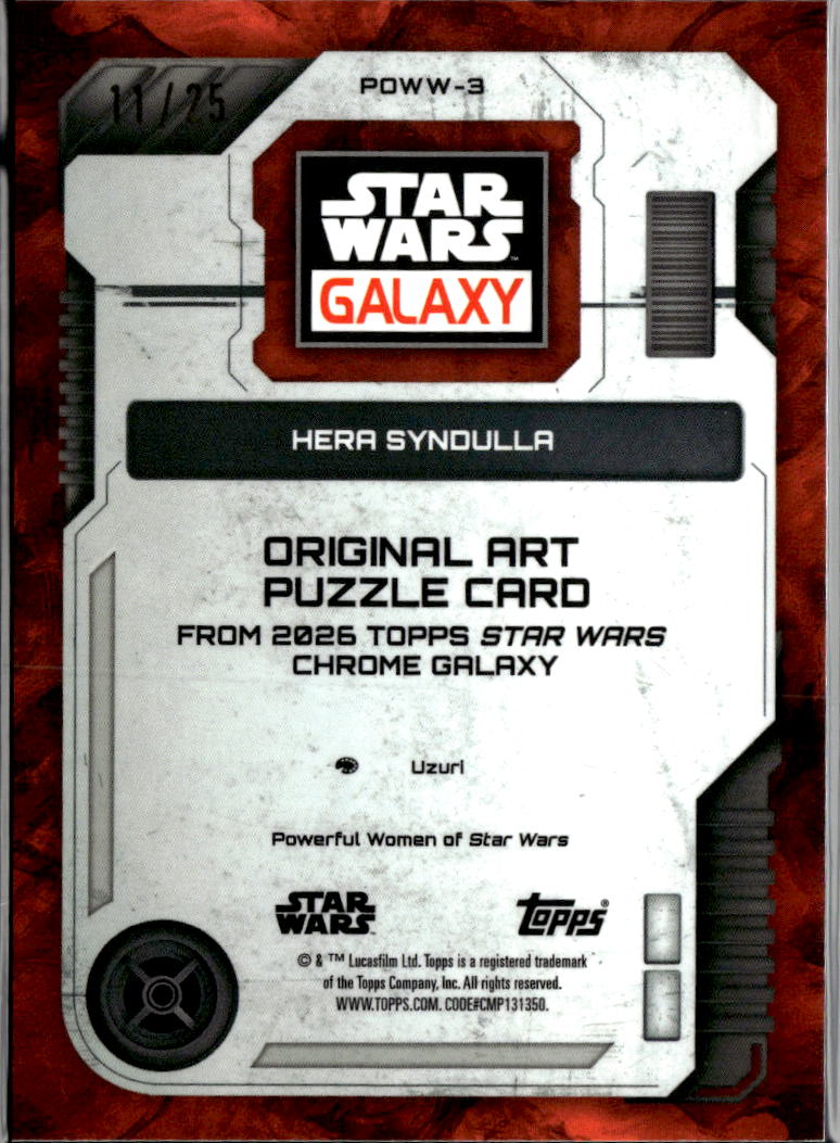 Hera Syndulla 2026 Topps Star Wars Chrome Galaxy Orange Refractor 11/25 #POWW-3