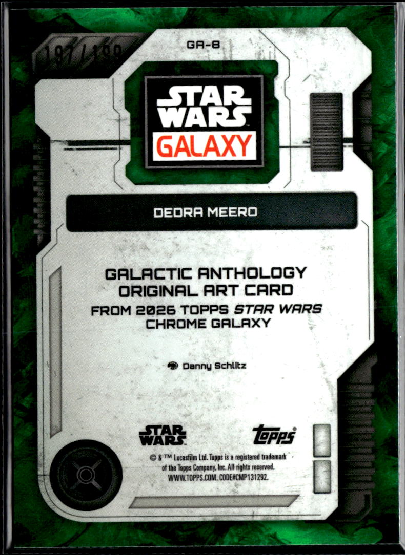 Dedra Meero 2026 Topps Star Wars Chrome Galaxy Green Refractor 197/199 #GA-8