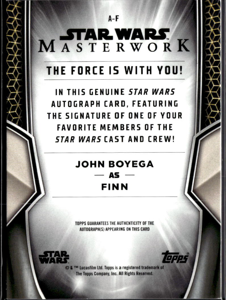 John Boyega as Finn Topps Star Wars Masterwork GOLD Auto Autograph 17/25 #A-F