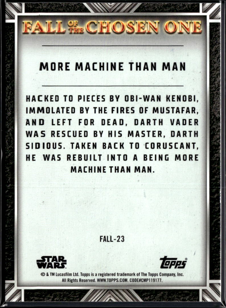 More Machine Than Man Topps Star Wars Masterwork Darth Vader 43/299 #FALL-23