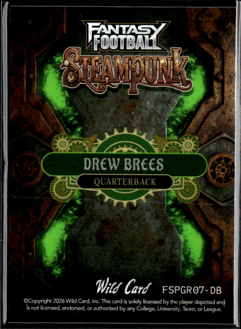 Drew Brees 2026 Wild Card Fantasy Football Steampunk 2/5 New Orleans Saints
