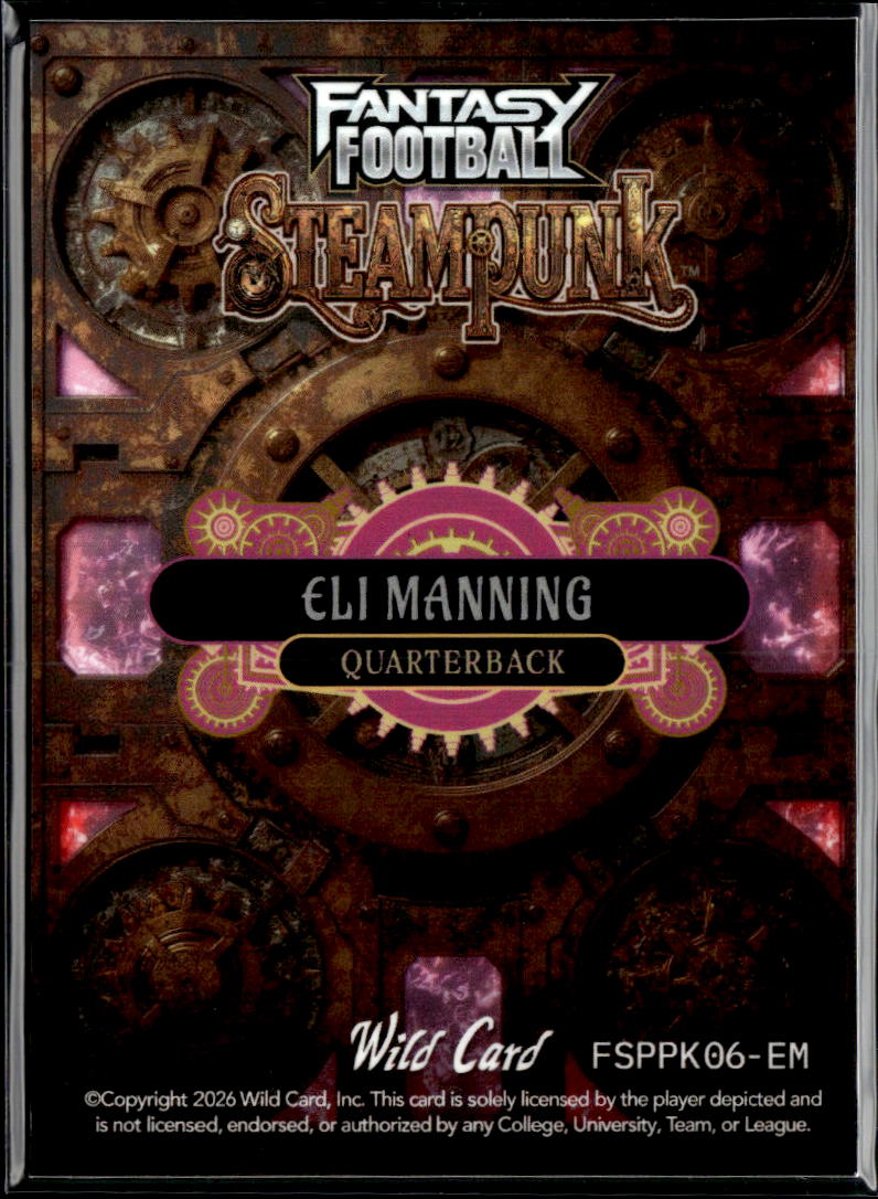 Eli Manning 2026 Wild Card Fantasy Football Steampunk 2/2 New York Giants
