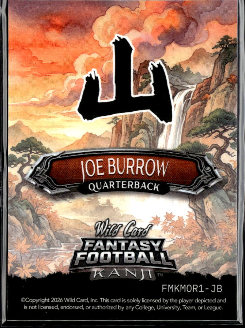 Joe Burrow 2026 Wild Card Fantasy Football Kanji 2/6 Cincinnati Bengals