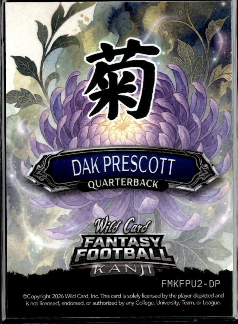 Dak Prescott 2026 Wild Card Fantasy Football Kanji 4/5 Dallas Cowboys