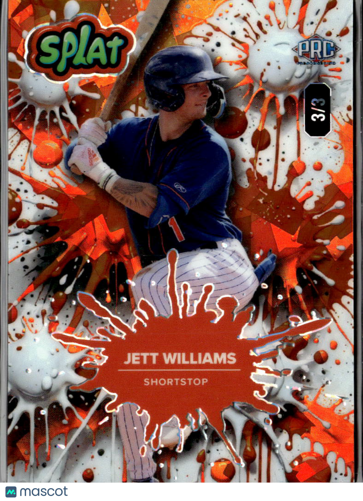 Jett Williams 2024 Wild Card Pro Look Splat Orange New York Mets 3/3