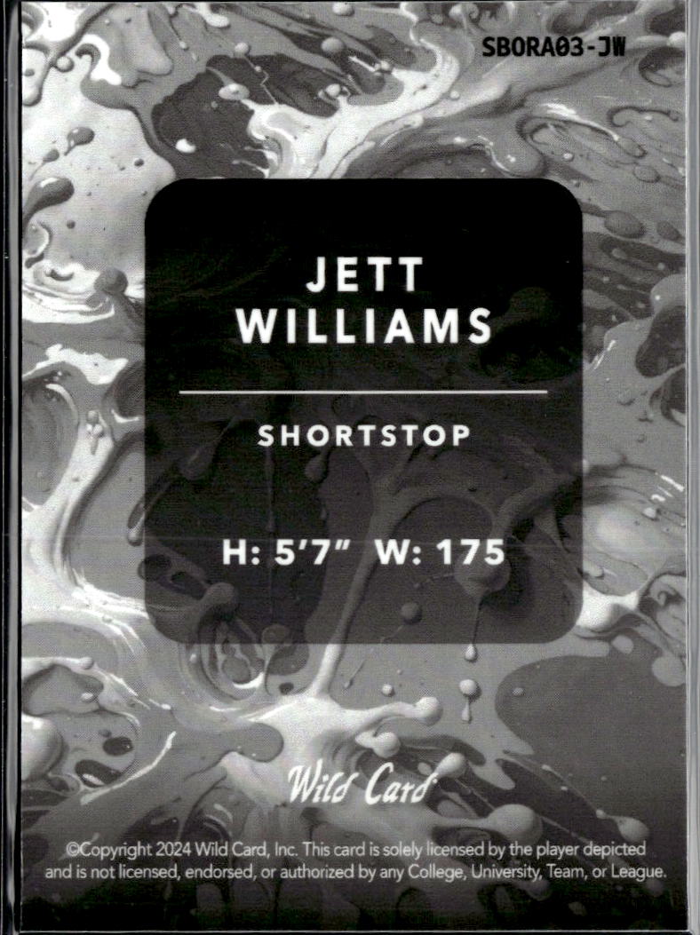 Jett Williams 2024 Wild Card Pro Look Splat Orange New York Mets 3/3