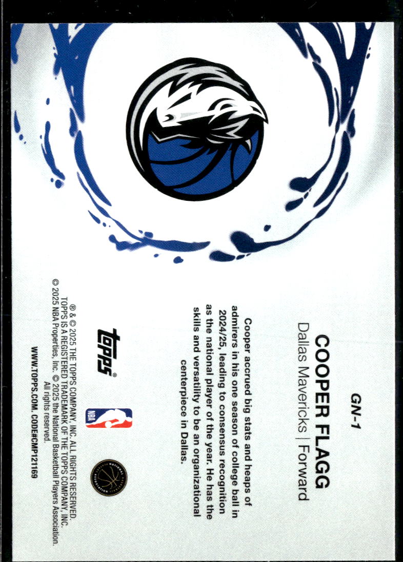 Cooper Flagg 2025 Topps Generation Now Rookie RC Dallas Mavericks