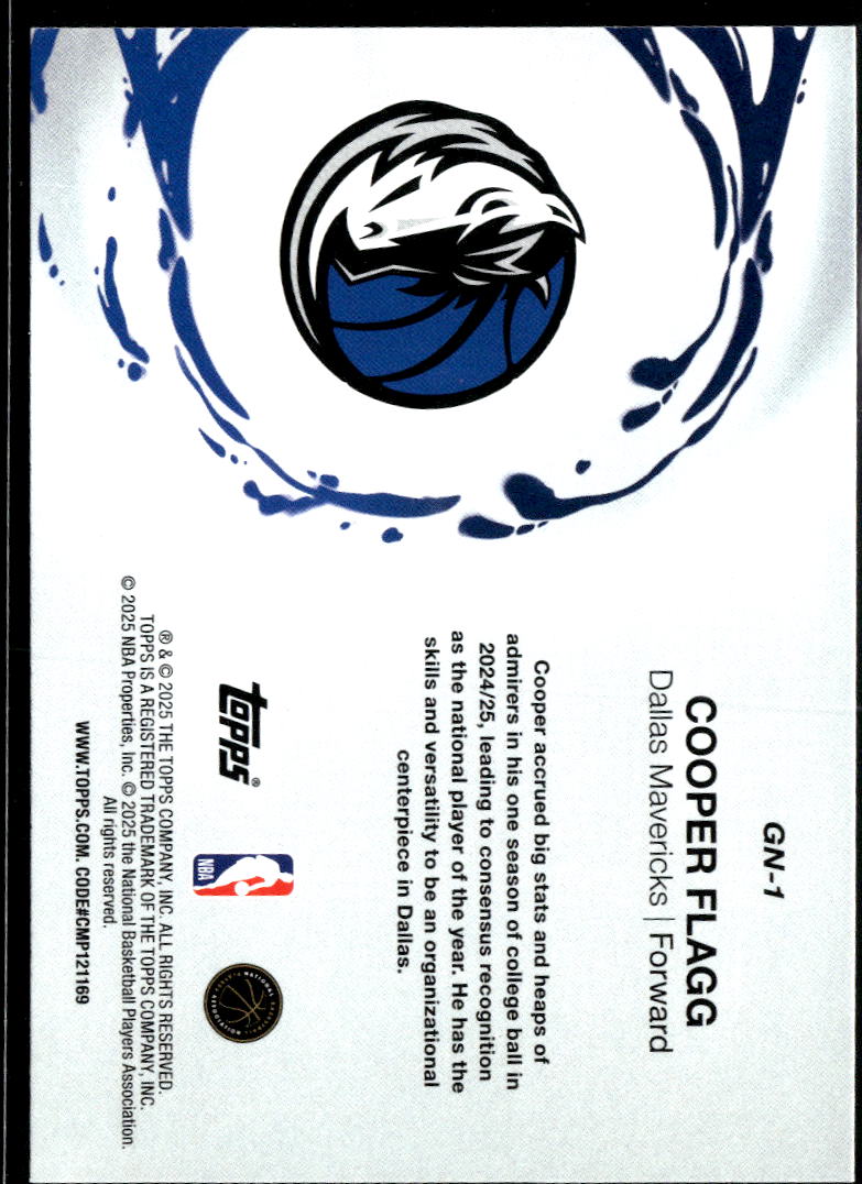 Cooper Flagg 2025 Topps Generation Now Rookie RC Dallas Mavericks