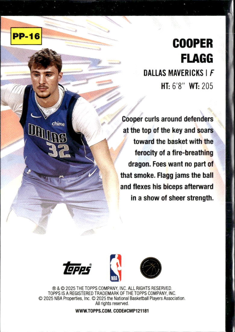 Cooper Flagg 2025 Topps Power Players Sand Glitter Rookie RC Dallas Mavericks