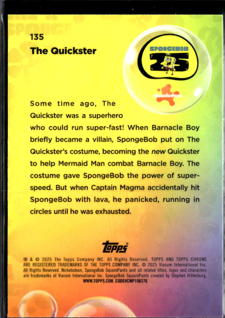 The Quickster 2025 Topps Chrome SpongeBob SquarePants Kelp Refractor #135