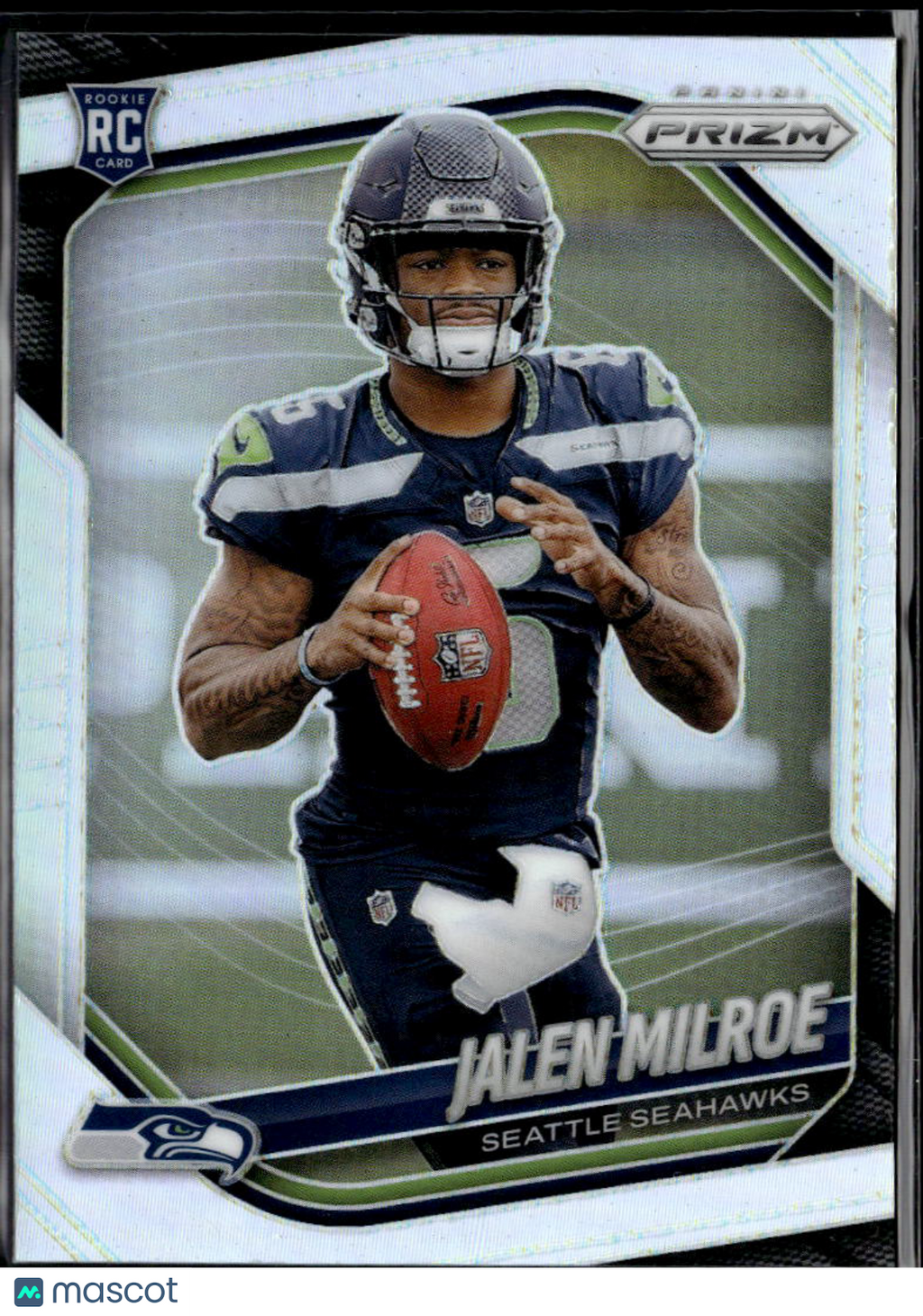 Jalen Milroe 2025 Panini Prizm Silver Prizm RC Seattle Seahawks