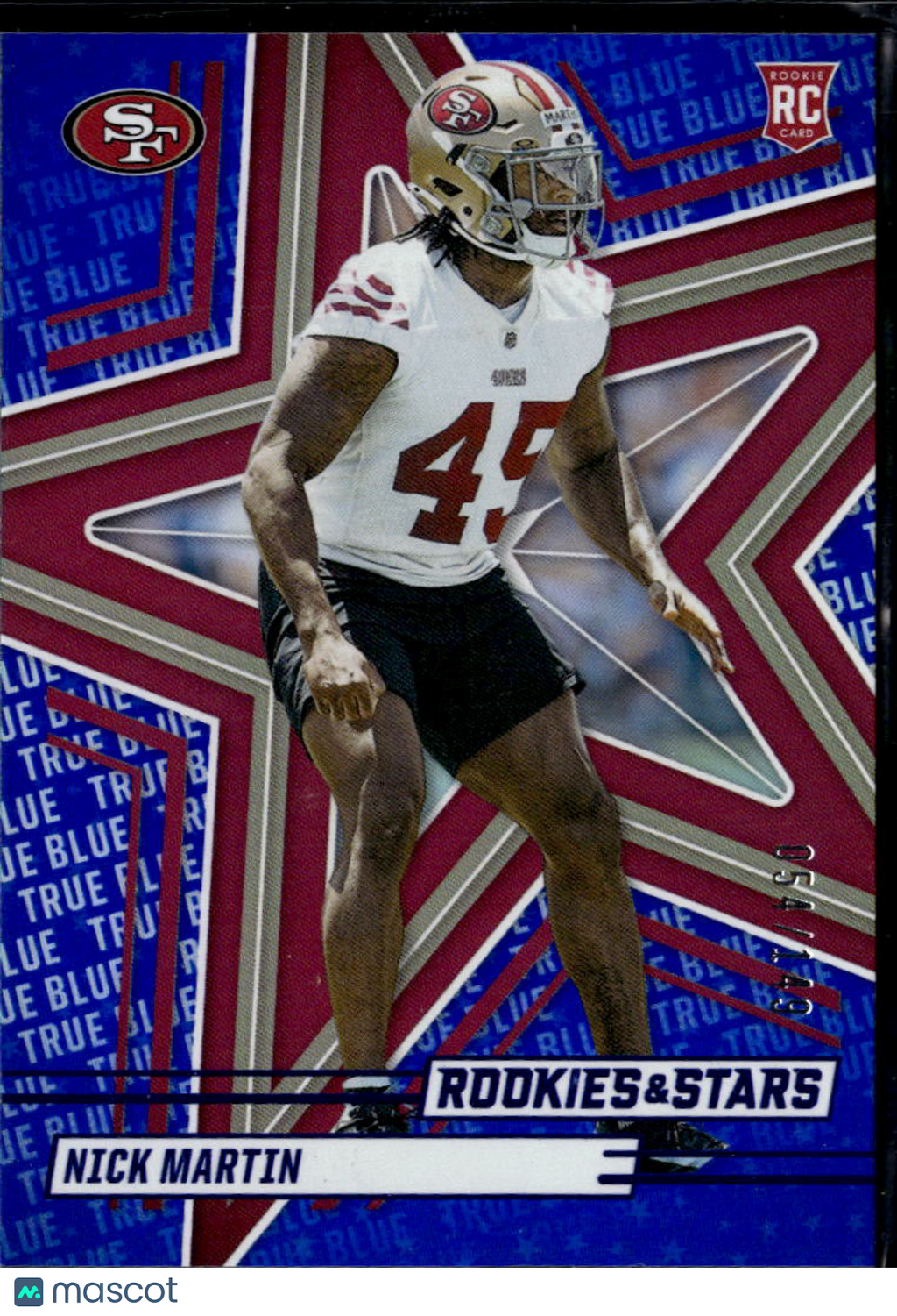 Nick Martin 2025 Rookies & Stars RC True Blue 54/149 San Francisco 49ers
